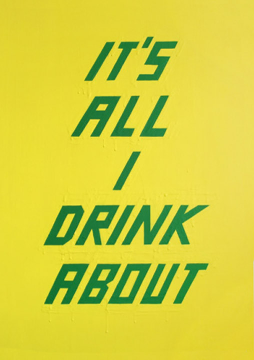 Scott Patt, It's All I Drink About, 2014, Cel-vinyl acrylic and matte varnish on cradled wood panel, 30 x 21 inches