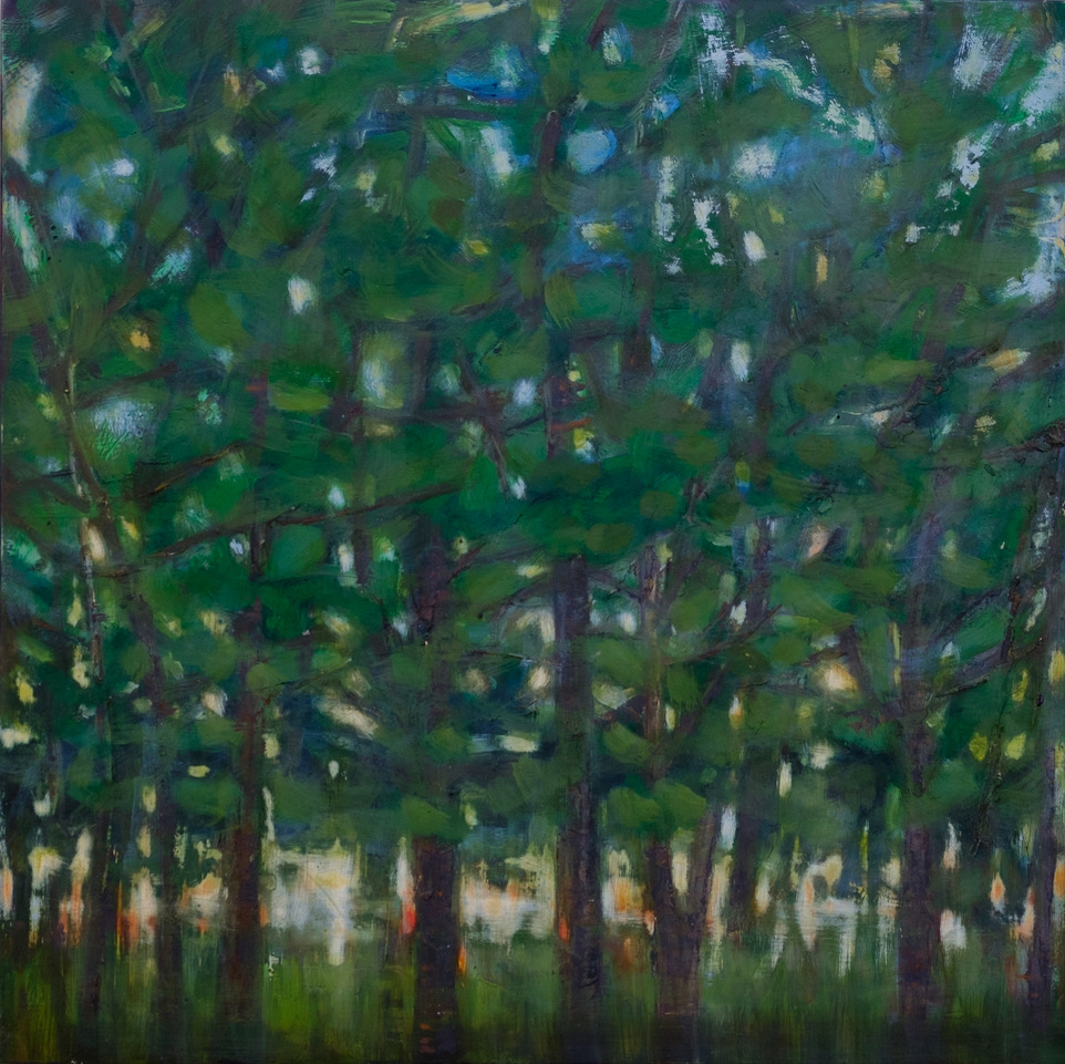 Katherine Bowling, Forest, 2019, Oil on spackle on wood panel, 24 x 24 inches