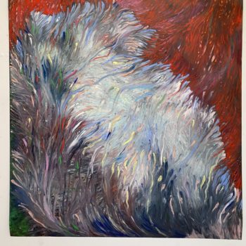 Julia von Eichel, Mountain of Fall, 2020, Oil pastel on mylar, 41 1/2 x 36 inches (unframed)