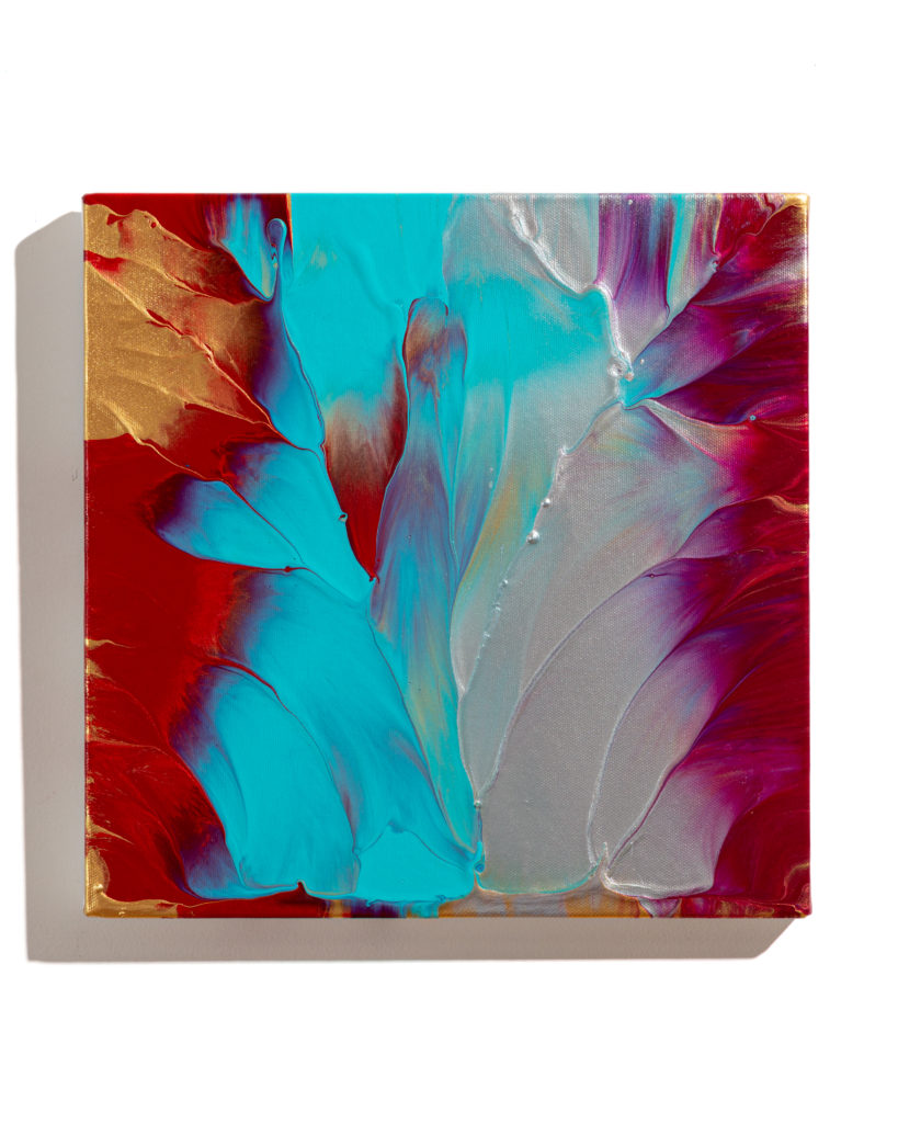 Ed Cohen, Possible forms of being (Framed), 2021, Fluid acrylic on canvas, 12 x 12 inches