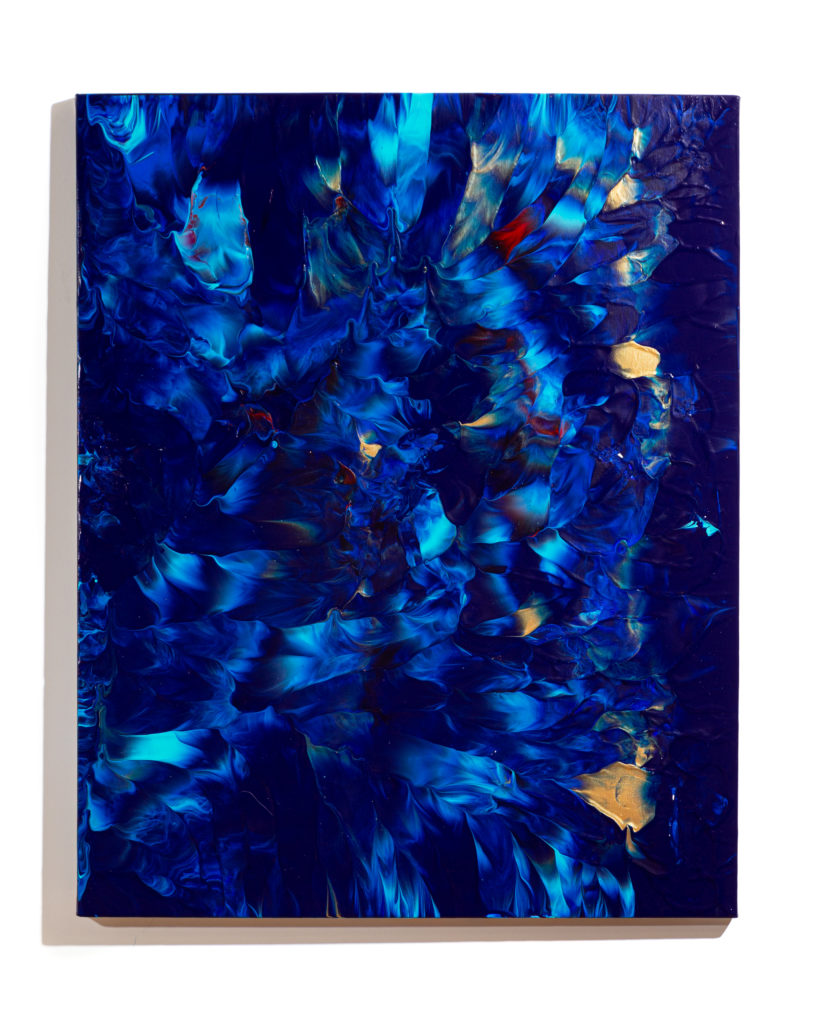 Ed Cohen, Poetry emerges (Framed), 2021, Fluid acrylic on canvas, 30 x 24 inches