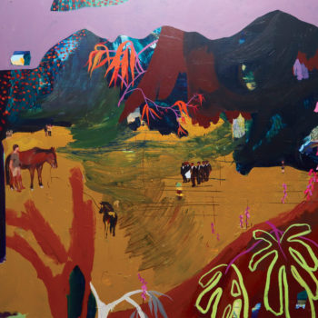 Renée Estée, Desert Funeral, 2021, Oil paint, oil bar, stucco on linen, 60 x 72 inches