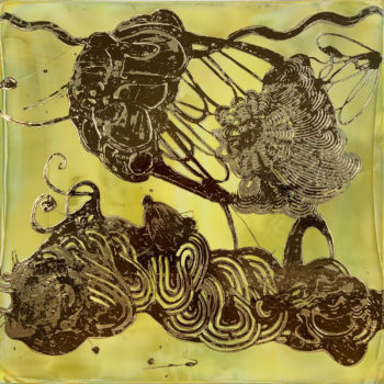 Catherine Howe, Luminous Painting (Citron/Bronze/Gold No. 2), 2021, Pigments, acrylic mediums, bronze mirror and composition gold leaf on canvas, 48 x 48 inches