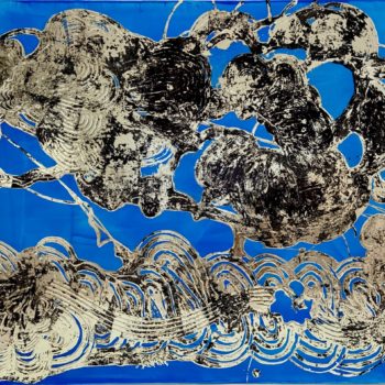 Catherine Howe, Luminous Painting (Cobalt/ Black/ Champagne Silver), 2021, Pigments, acrylic, aluminum leaf on canvas, 36 x 48 inches