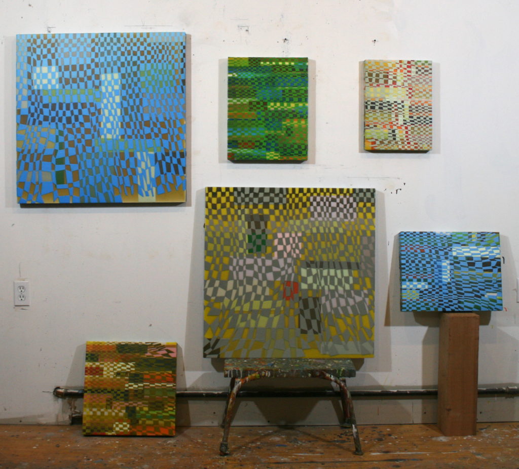 Studio view of Susan Dory's See Through Paintings