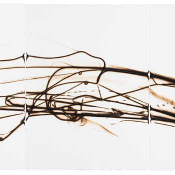 Etsuko Ichikawa, Trace 4514, 2021, Glass pyrograph on paper, 30 x 67½ inches
