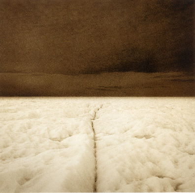 Rena Bass Forman, Greenland #5, Ilulissat, Ice Cap from a Helicopter, 2007, Toned gelatin silver print, 38 x 38 inches