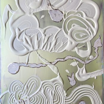 Catherine Howe, Opal Painting (Citron/White/Pale Gold), 2021, Pigments, acrylic mediums, gloss white and metal leaf on canvas, 24 x 18 inches