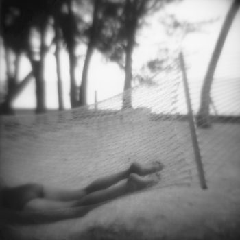 Sally Gall, Mother, Hammock, 1980, Silver gelatin print, 30 inches x 30 inches.