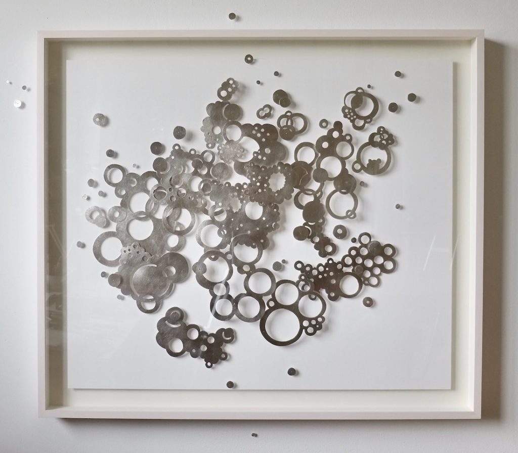 Andreas Kocks, Palladium (#2115P), 2021, Palladium leaf on watercolor paper, 41 x 47 x 3 inches (framed)