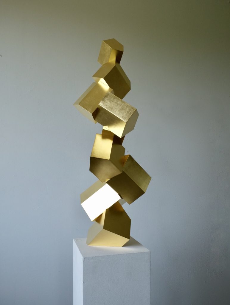 Andreas Kocks, State of Mind, 2021, Gold leaf on wood, 36¾ x 11¾ x 13 inches, Edition of 3