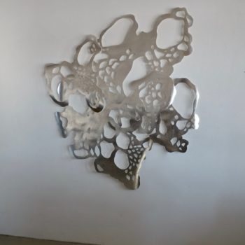 Andreas Kocks, Solid Ether (#2101A), 2021, Aluminum leaf on watercolor paper, 63 x 57 x 2⅜ inches
