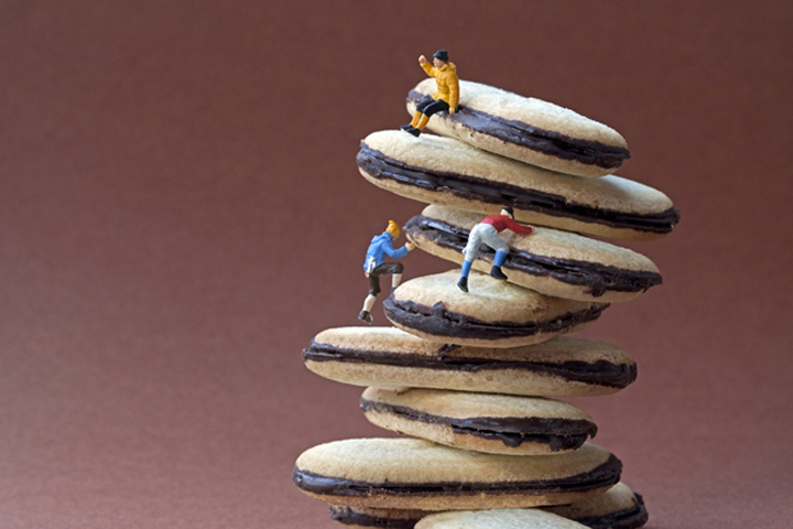 Christopher Boffoli, Cookie Climbers, 2011, Archival ink print with acrylic dibond mounting, Available in various sizes
