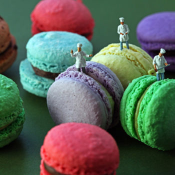 Christopher Boffoli, Macaron Production Team, 2011, Archival ink print with acrylic dibond mounting, 12 x 18, 24 x 36, 32 x 48, 48 x 72 inches