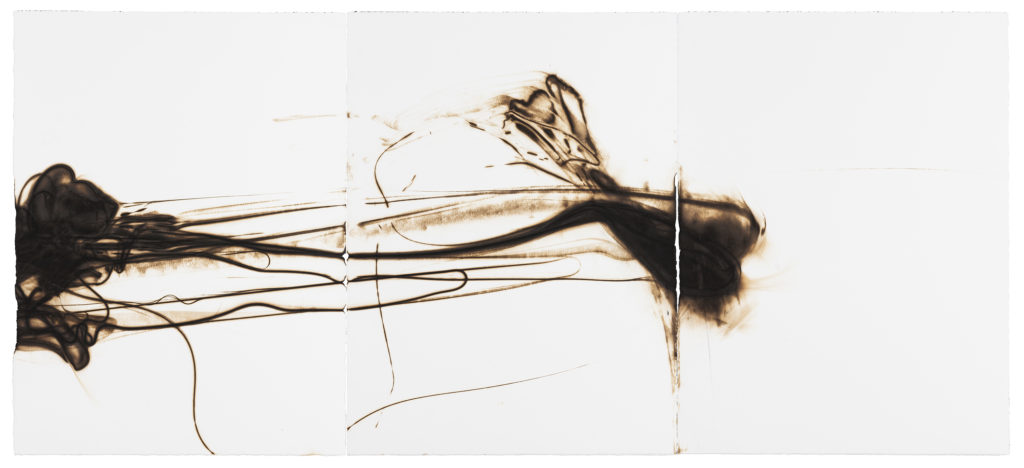 Etsuko Ichikawa, Trace 4414, 2021, Glass pyrograph on paper, 30 x 67½ inches