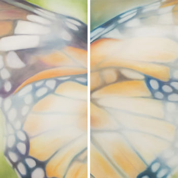 Tracy Rocca, Allay 14, 2021, Oil on polyester over panel, 24 x 17 inches (each panel)