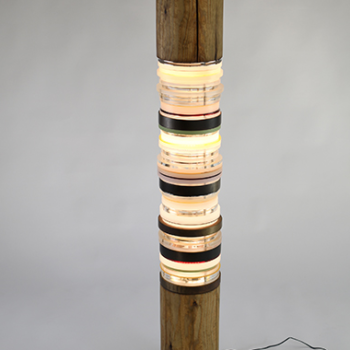 Matt Gagnon, Pickled Pine, 2020 Pine log, acrylic, aluminum, LED, 59 x 8 x 8 inches