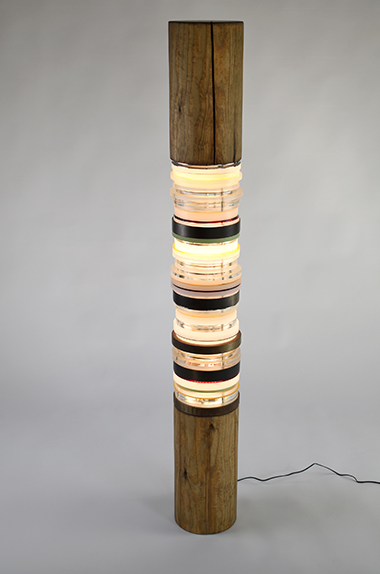 Matt Gagnon, Pickled Pine, 2020 Pine log, acrylic, aluminum, LED, 59 x 8 x 8 inches