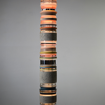 Matt Gagnon, Concrete Colors 82, 2021. Concrete, Acrylic, Maple, Polished Aluminum, Pigmented MDF and 24 volt LEDs with Stainless Steel internal structure, 82 x 10.5 x 10.5 inches.