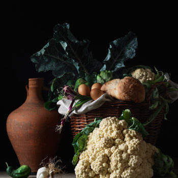 Paulette Tavormina, Still Life with Cauliflower and Bread After, L.M., 2014, Archival pigment print, Available in various sizes