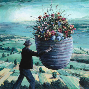 Ethan Murrow, Harvest Clock, High flow acrylic on panel, 48 x 36 inches