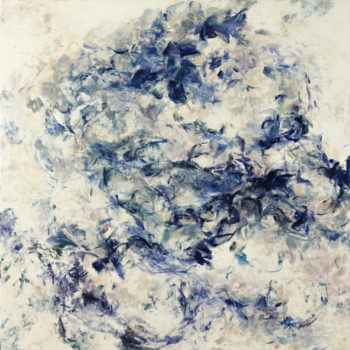 Betsy Eby, The Future in a Single Atom, 2022, Oil, hot wax and cold wax on panel, 60 x 60 inches