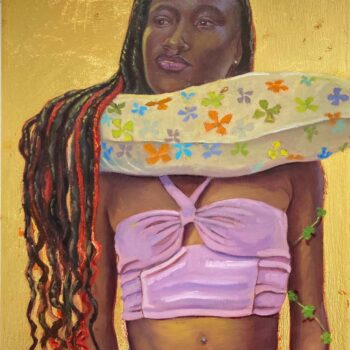 Alicia Brown, Utopia #8, Oil and 24k gold leaf on panel, 12 x 9 x 1⅝ inches
