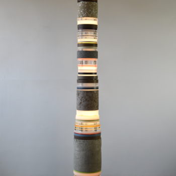 Matt Gagnon, Ash With Mixed Concrete, 2022, Concrete, acrylic, wood, steel and LED lights 79 x 10½ x 10½ inches