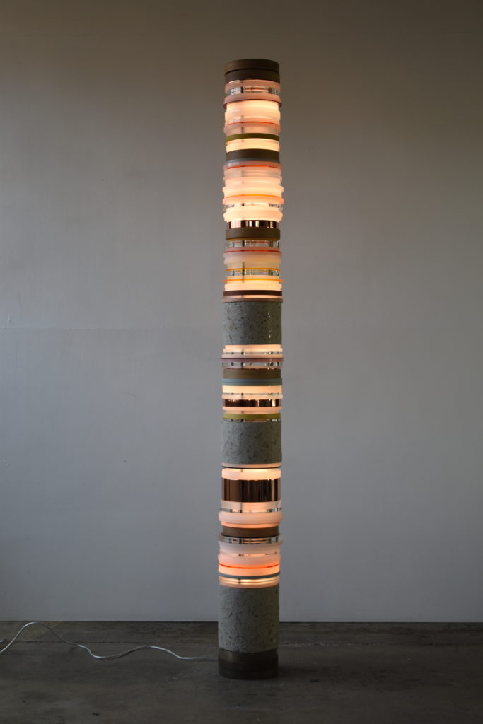 Matt Gagnon, San Rafael Hills, 2022, Concrete, acrylic, wood, steel and LED lights, 82½ x 8½ x 8½ inches