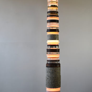 Matt Gagnon, Walnut & Polished Concrete, 2022, Concrete, acrylic, wood, steel and LED lights, 82 x 10½ x 10½ inches