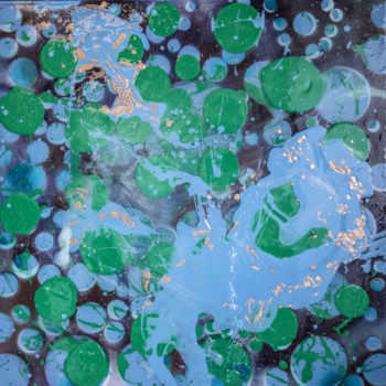 Erin Parish, Blue Swirled, 2022, Oil, acrylic and resin on canvas, 36 x 36 inches