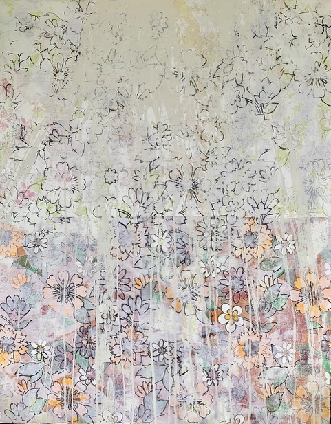 Nicole Charbonnet, Pattern (Flowers No. 17), 2020-2021, Mixed media on canvas, 60 x 48 inches