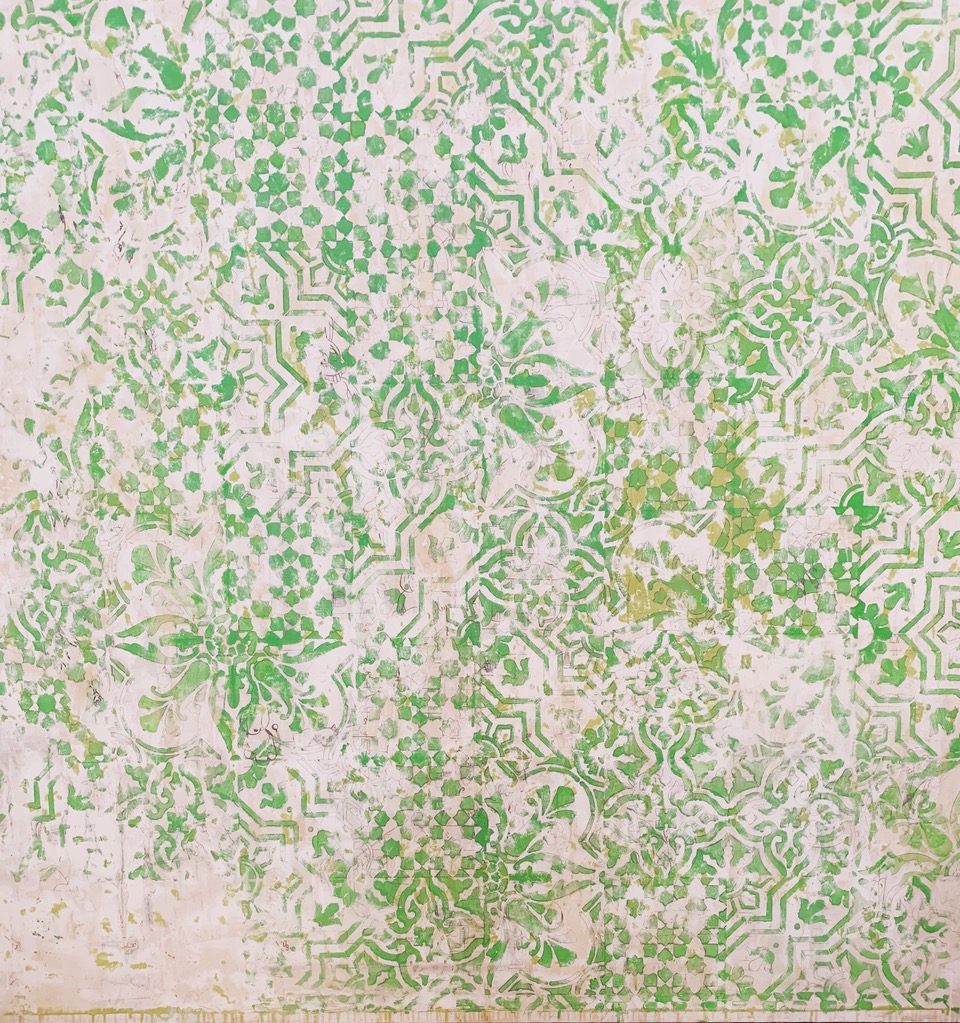 Nicole Charbonnet, Pattern (Green), 2019-2020, Mixed media on canvas, 72 x 66 inches