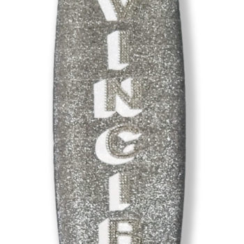 Stephanie Hirsch, INVINCIBLE, Mixed media on surfboard, 85 inches