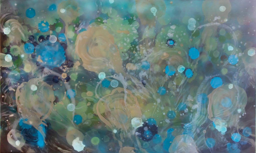 Erin Parish, Sea Nymph's Habitat, 2021, Oil, acrylic and resin on canvas, 36 x 60 inches