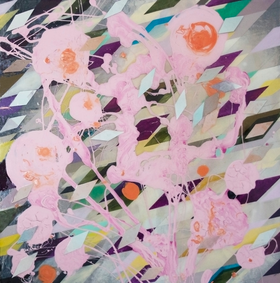 Erin Parish, Lightheaded, 2022, Oil, acrylic and resin on canvas, 36 x 36 inches