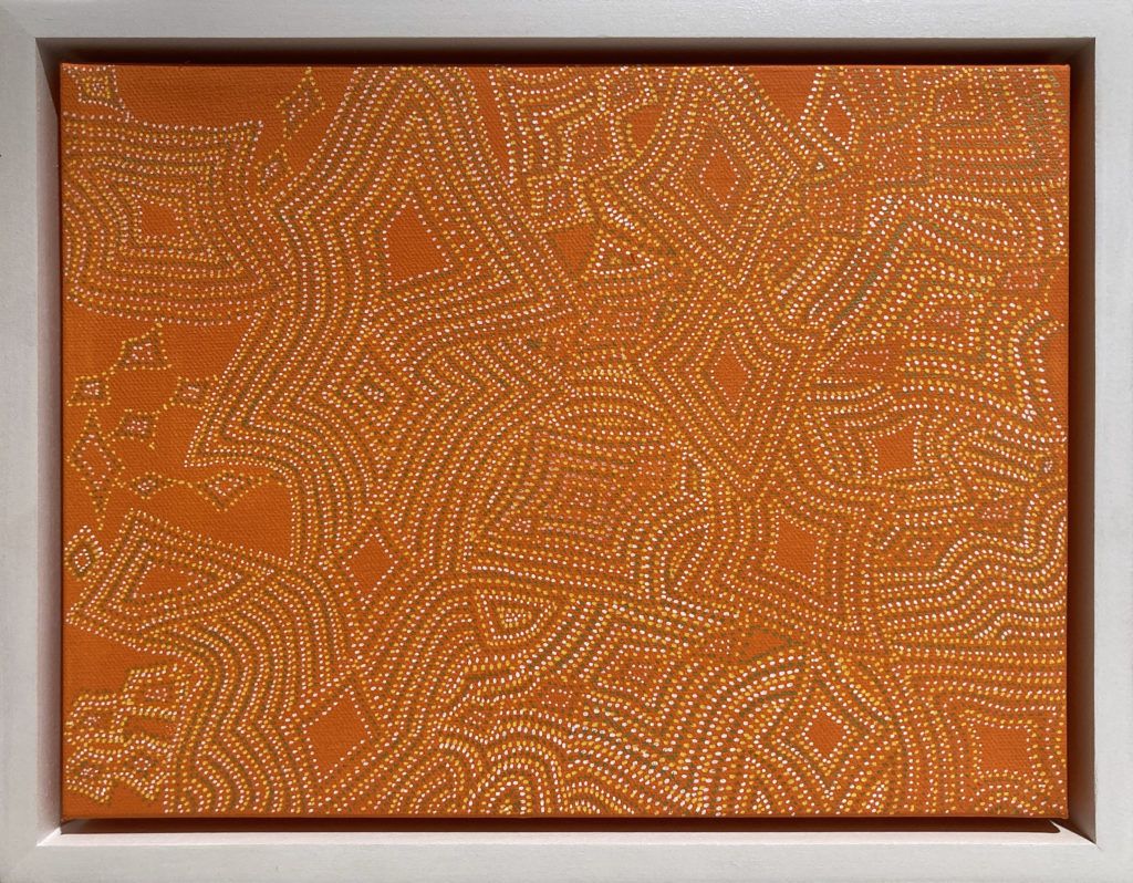 Tanya Minhas, Melancholy of Stolen Time - Illumination Sunrise, 2022, Acrylic on canvas, 9 x 12 inches, 10½ x 13½ x 1½ inches (framed)