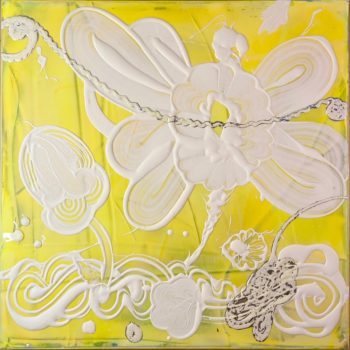 Catherine Howe, Luminous Painting (Lemon Cream), 2022, Acrylic, white and aluminum leaf on canvas, 30 x 30 inches