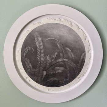 Alicia Brown, Specimen from Paradise #10, 2021, Charcoal on Fabriano paper, 21 inch diameter