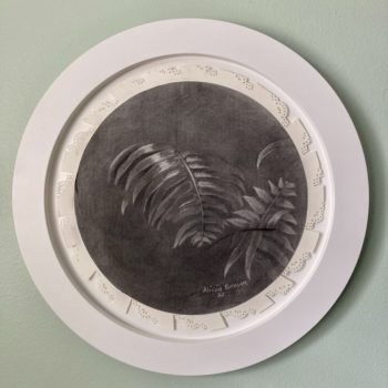Alicia Brown, Specimen from Paradise #9, 2021, Charcoal on Fabriano paper, 21 inch diameter