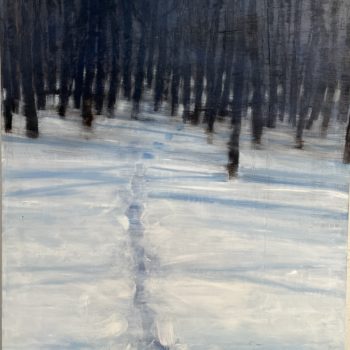 Katherine Bowling, Dark Walk, 2021, oil on spackle on wood panel, 24 x 20 inches