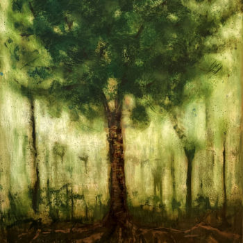 Katherine Bowling, Last Tree, 2022, oil on spackle on wood, 30 x 24 inches