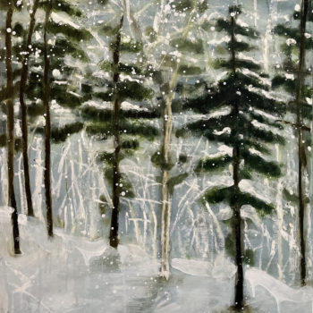 Katherine Bowling, Snowing, 2022, oil on spackle on wood panel, 30 x 24 inches