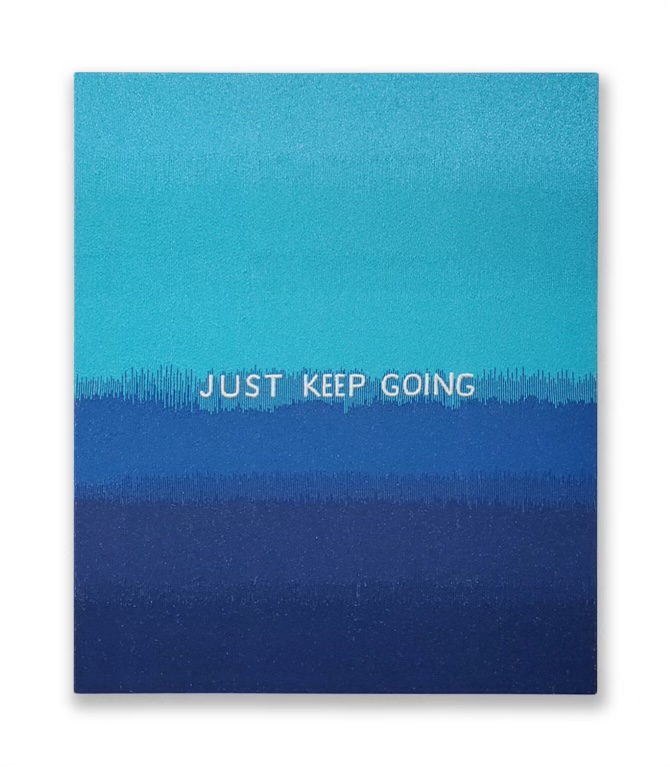 Stephanie Hirsch, Just Keep Going, 2019, Mixed media, beads on canvas, 49 x 40 inches