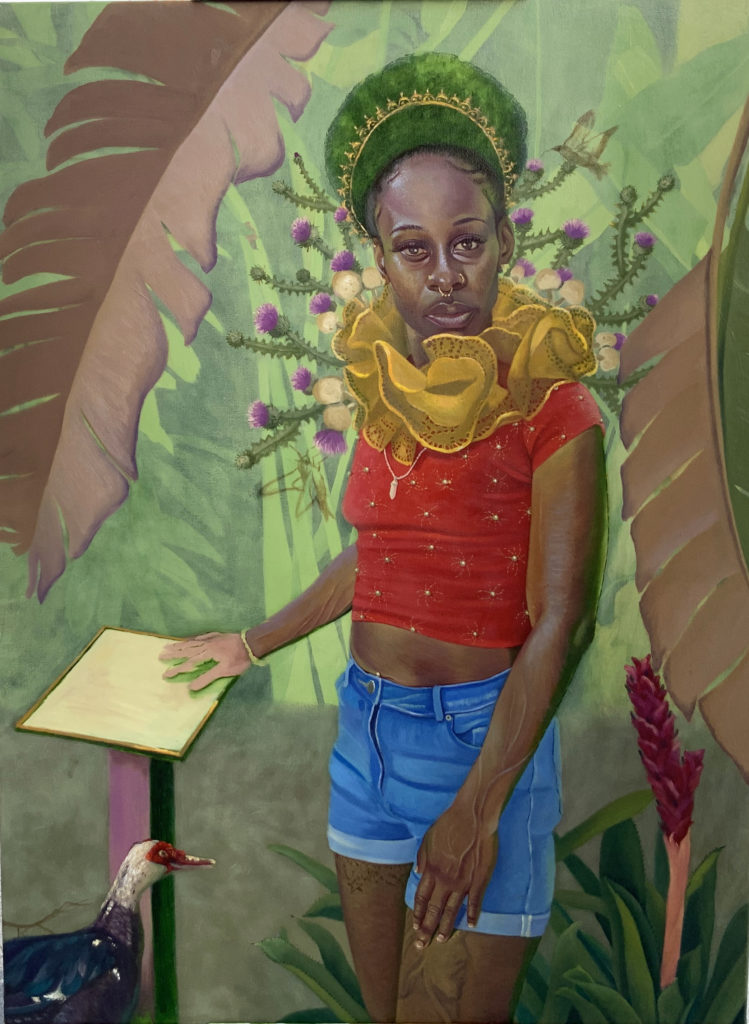 Alicia Brown, Just got off the banana boat, 2022, Oil on canvas, 30 x 40 inches