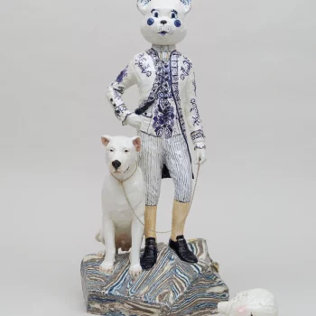 Claire Partington, Little Brother, 2021, Glazed Earthenware, 23 x 11 x 11 inches