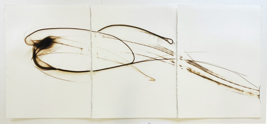 Etsuko Ichikawa, Trace 2522, 2022, Glass Pyrograph on paper, 30 x 67½ inches
