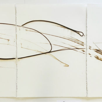 Etsuko Ichikawa, Trace 2522, 2022, Glass Pyrograph on paper, 30 x 67½ inches