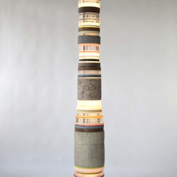 Matt Gagnon, Ash with Mixed Concrete, 2022, Concrete, ash, painted MDF, acrylic, aluminum, steel and LED 79½ x 10½ inches