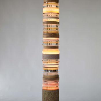 Matt Gagnon, Blond Sand, 2023, Concrete, ash, painted MDF, acrylic, aluminum, steel and LED, 56½ x 8½ inches